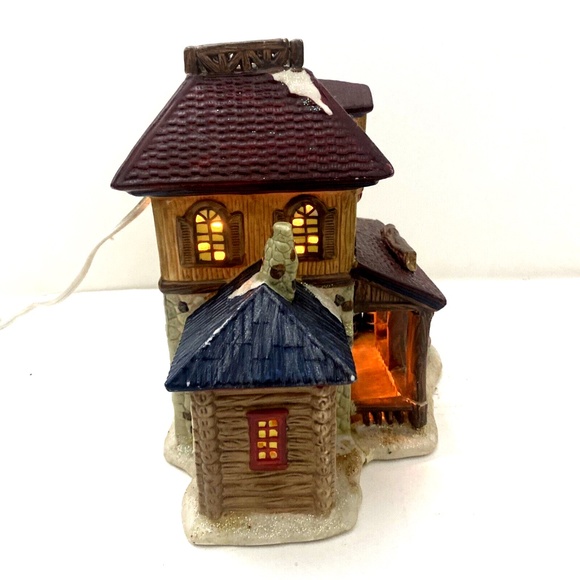 Lighted Village House Porcelain Hand Painted Boats and Bait House Decoration - Picture 3 of 6
